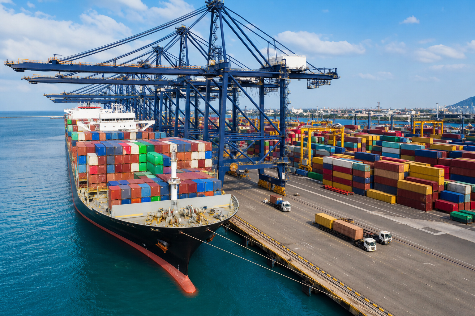 vận chuyển hàng hóa container và cảng xuất nhập
